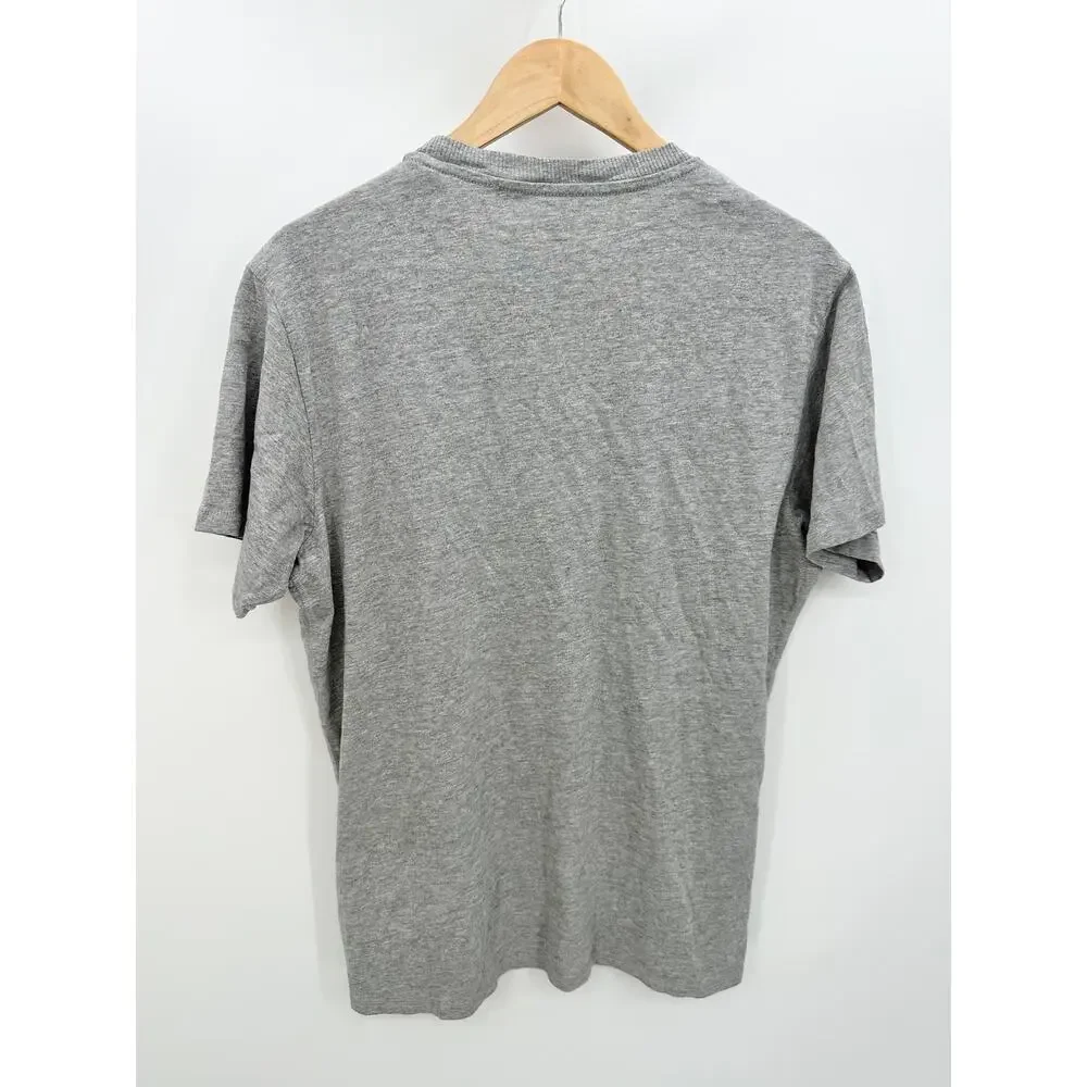 Guess Chenille Script Marble Heather Grey Short Sleeve Shirt Men's Size Small S - Picture 2 of 7
